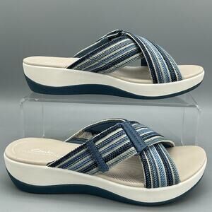 NEW Clarks Women’s Arla Wave Slide Sandals Blue Size 9M